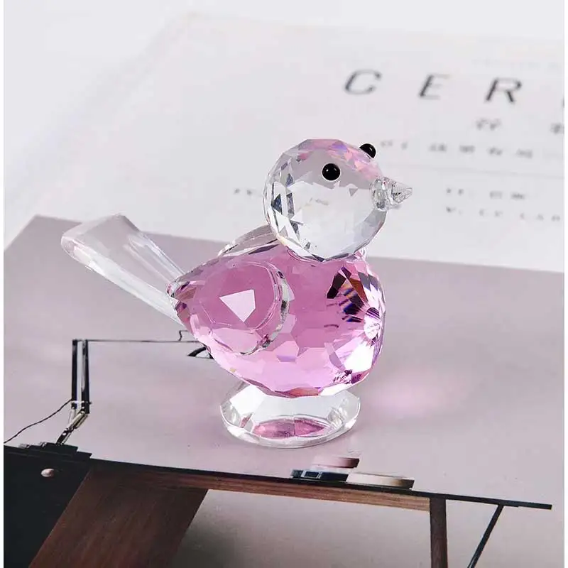 4 Color Crystal Cute Birds Figurines Ornament Glass Animal Paperweight Collection Home Table Decoration Kids Favor Gift