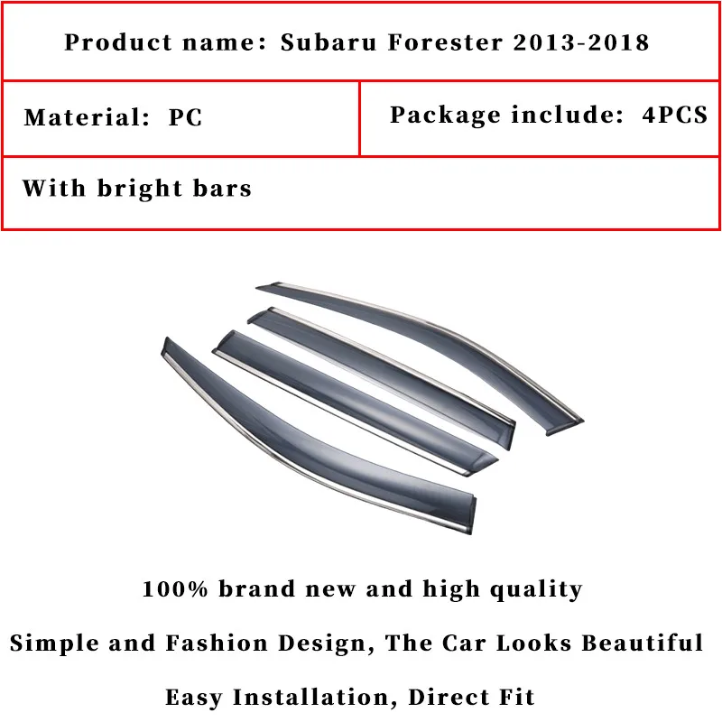 Car Window Rain Shield Visor Guards Protector Sun Wind Deflector Shade Cover For Subaru Forester 2013-2018 Car Accessories