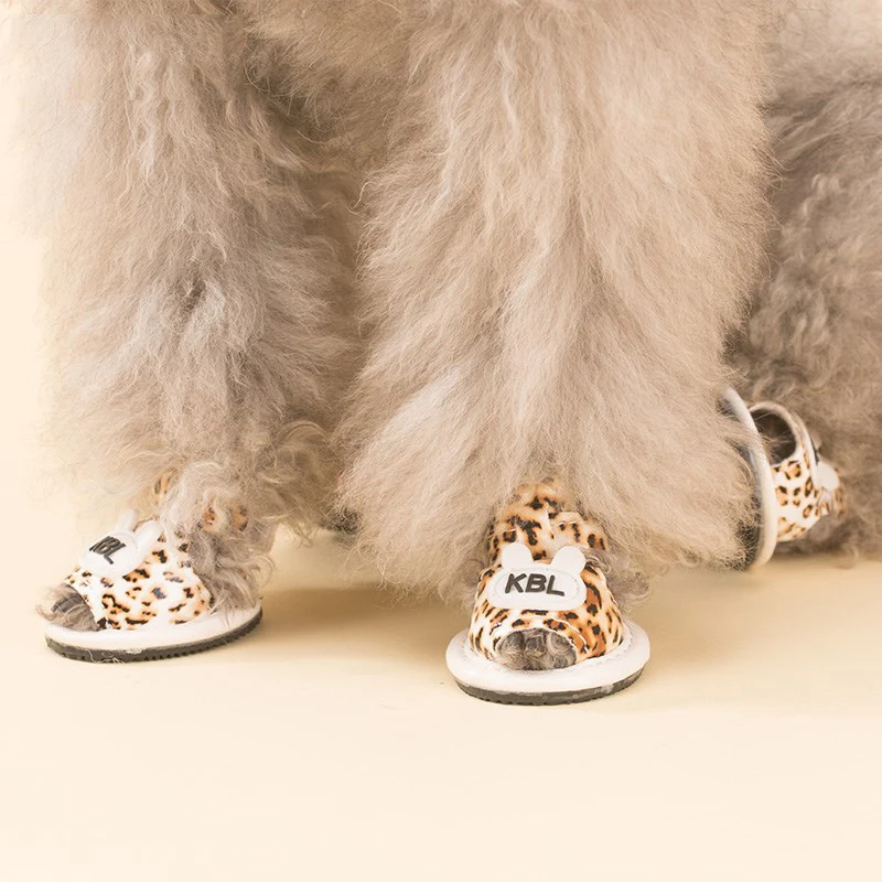 Bunny Ears Shoes For Puppies Dogs Pet Chihuahua Yorkshire Little Small Animal Leopard Cat Boots 4pcs/set Non-slip Footwear Pug