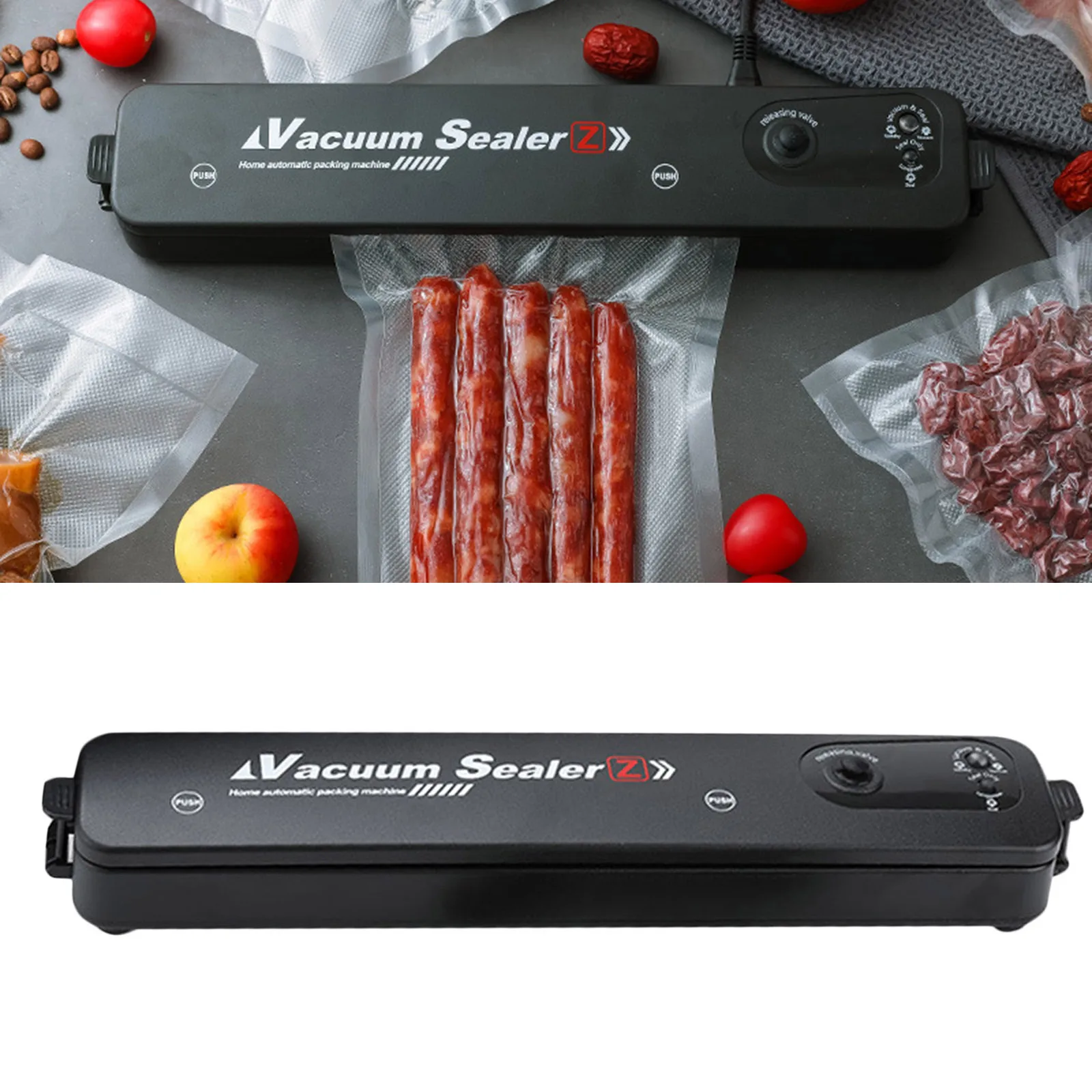 Vacuum Food Sealer Automatic Commercial Household Food Vacuum Sealer Packaging Machine Include 10Pcs Saver Bags