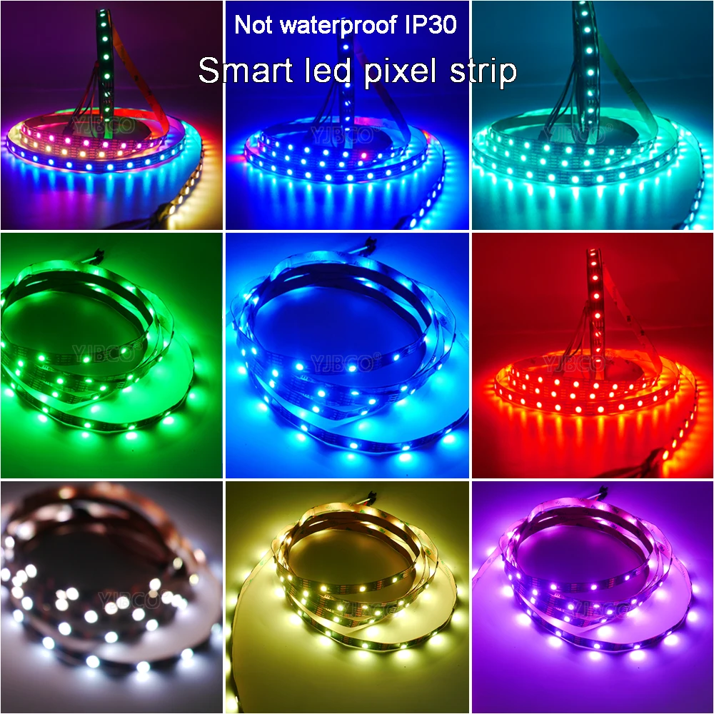 Imagem -03 - Inteligente Led Pixel Strip Light Dc5v 30 60 Leds Pixels m Dados e Relógio Separadamente Ip30 Ip65 Ip67 Sk9822 Led Strip m Lote Apa102