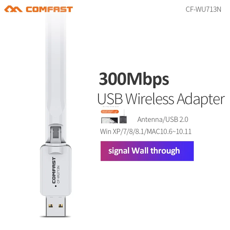 

Comfast300Mbps 3dbi Flexible Antenna USB wifi Adapter Wireless Network Card 802.11b/n Wifi Antenna Transmitter PC WI-FI Receiver