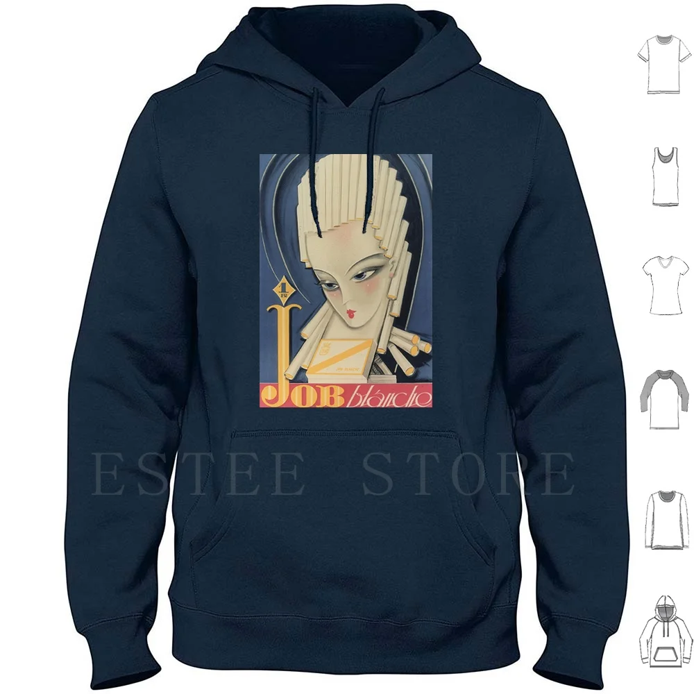 Noel Fontanet-Cigarrillos Job Blanche, 1930, Art Deco Poster Sudaderas con capucha Manga larga 1920 1930 1920s 1930s Arte Arte