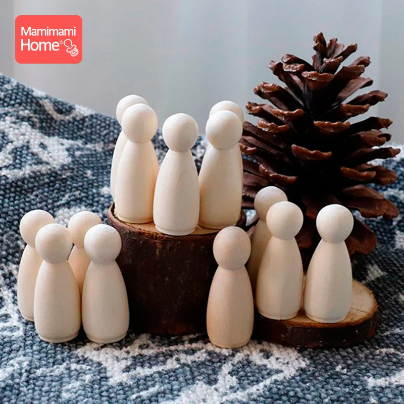 50pc 35mm 43mm 65mm Peg Dolls Hardwood Natural Unfinished Boy Dolls Handmade DIY Nurse Gifts BPA Free Food Grade Materials