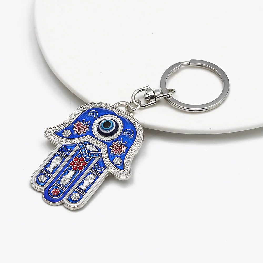 Lucky Eye Hamsa Hand Keychain Evil Eye Keychain Drop Oil Lobster Clasp Keychain Evil Eye Fashion Jewelry