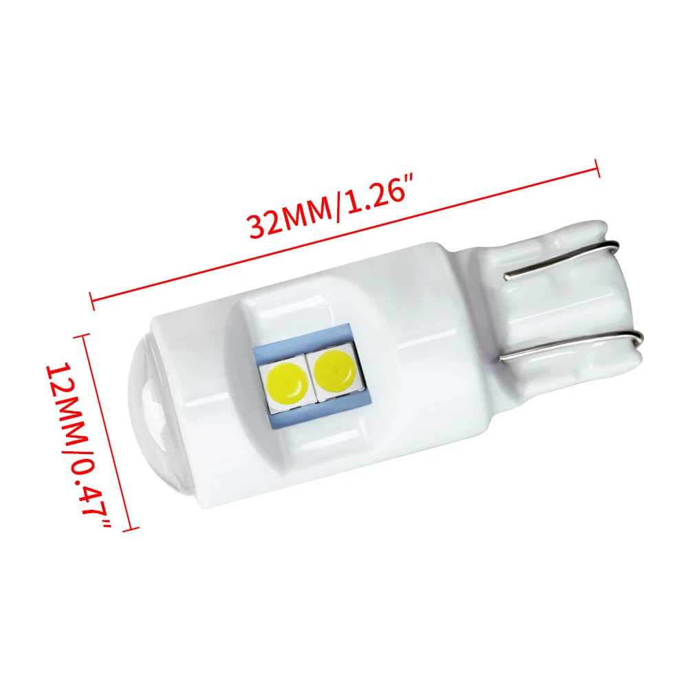 2X 3030 6 smd 12V LED For T10 W5W 194 Car Led Bulb Canbus Ceramic Shell Side Lamp Wedge Parking License Plate Lamp Dome Lights