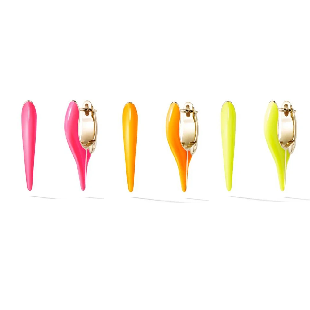 Pastel Neon Enamel Rainbow Girl Women Fashion Jewelry Multi Piercing Mini Spike Hoop Earring