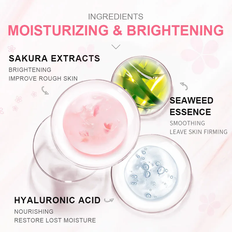 7pcs LAIKOU Sakura Face Mask Ration Pack Facial Sleeping Cream Mask No Washing Moisturizing Nourishing Skin Beauty FaceCare