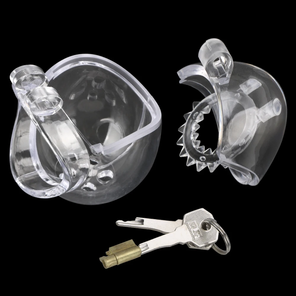 Egg Shape Fully Restraint Male Chastity Cage Lock Devices With Thorn Ring Scrotum Ball Stretcher Penis Lock Sex Toys For Men