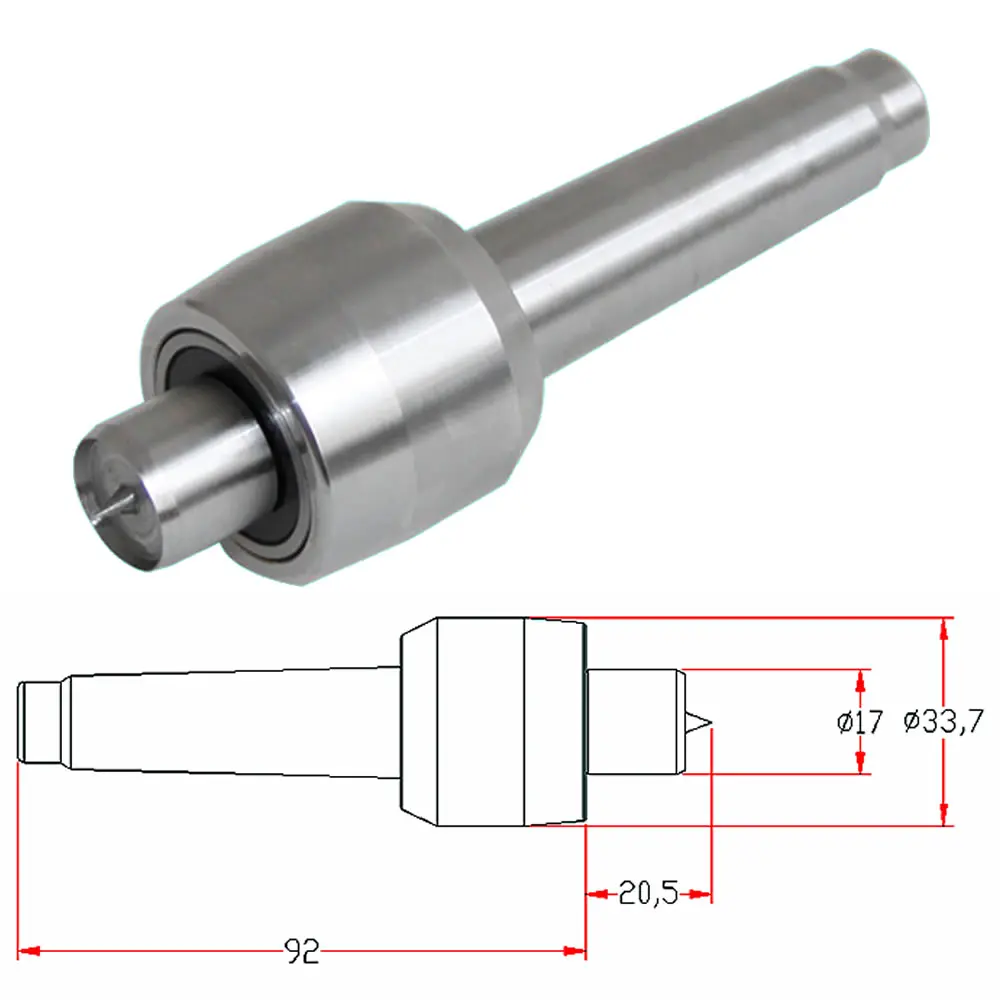 Light Duty Live Center MT2 Morse Taper CNC Rotary Axis Tailstock Cutter Lathe Tool for Metal Wood Lathe Turning