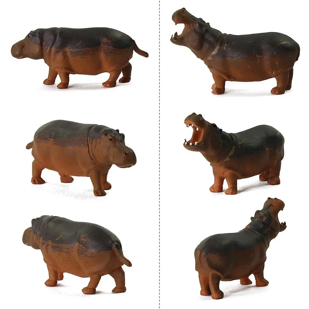 Evemodel Animals 12pcs Model Trains HO Scale 1:87 Hippo PVC Painted Wild Animals Zoo Layout AN8713