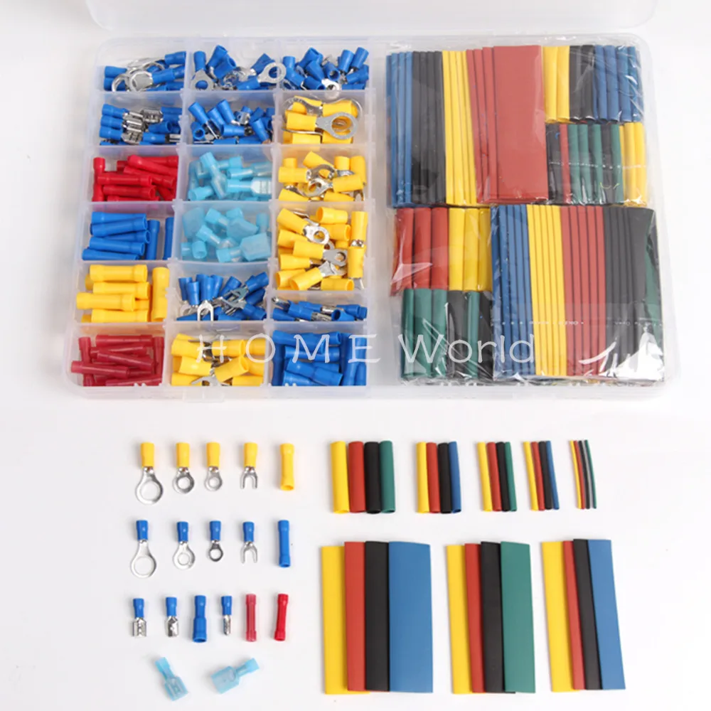 558PCS Crimps 328Pcs Assorted 2:1 Heat Shrink Tubing Shrinkable Sleeve Tubes & 230Pcs Butt connectors Insulated Crimp Terminals