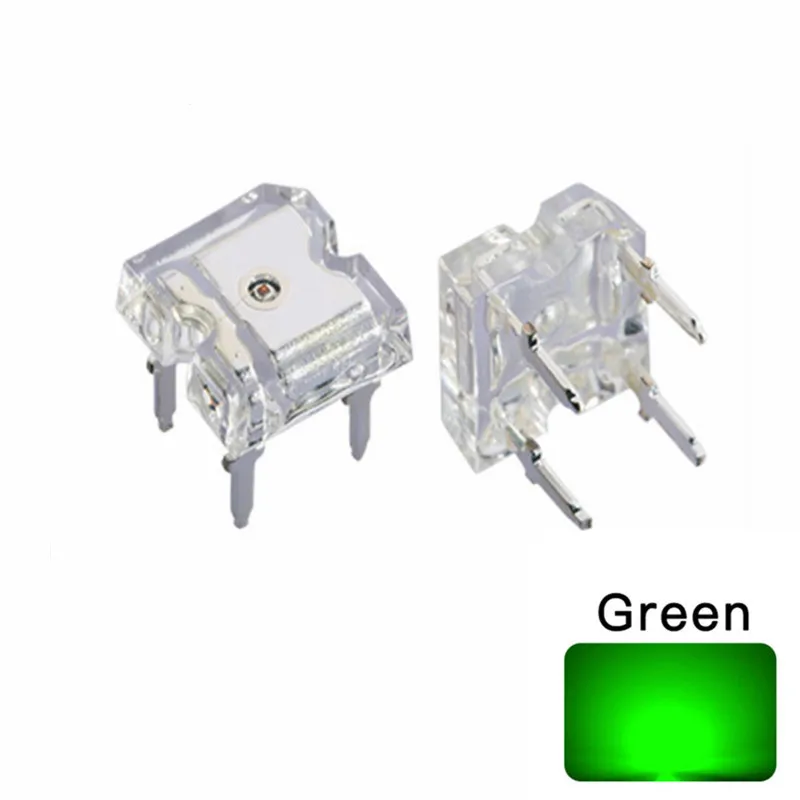 

100PCS, 7.6*7.6mm Flat Top Green LED, Piranha, 7676 DIP-4 ,Water Clear Lens, Ultra Bright, Wide Angle