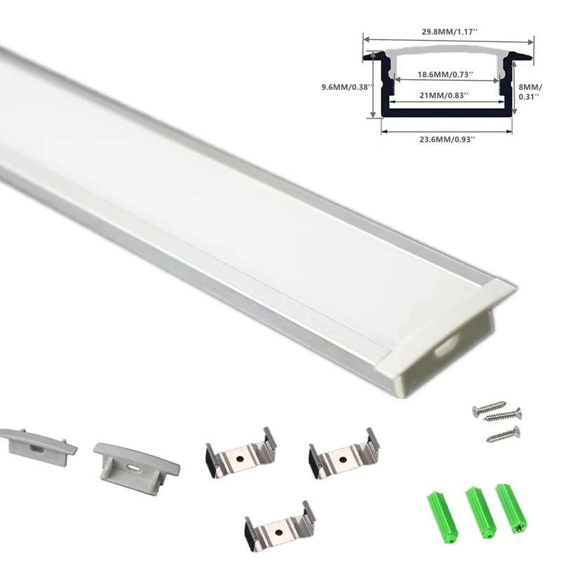 

5/10-Pack 1M 40Inch Recessed LED Aluminium Channel Diffuser,21MM Wide Dual 5050 5630 Strip Embedded Profile Track Tape Housing