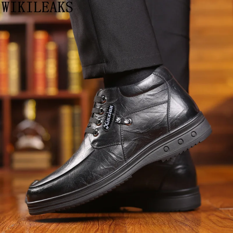 Leather Casual Shoes Boots for Men Male Ankle Boots Snow Boots Men Business Shoes Men Brown Shoes Los Zapatos De Los Hombres