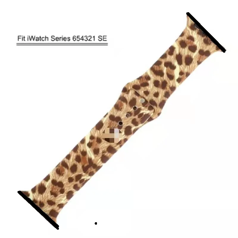 Leopard Printing Bracelet for Apple watch Band 44 40 41 45 38MM 42MM Belt For iwatch Series 7 6 SE 5 4 3 2 Women Silicone Strap