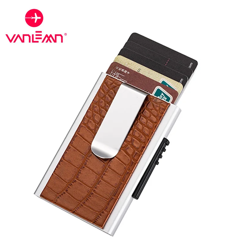 RFID Anti-Theft Smart Card Holder Wallet Men luxury Money Clip Business Metal Bank Credit ID Card Holders For Unisex Wallets