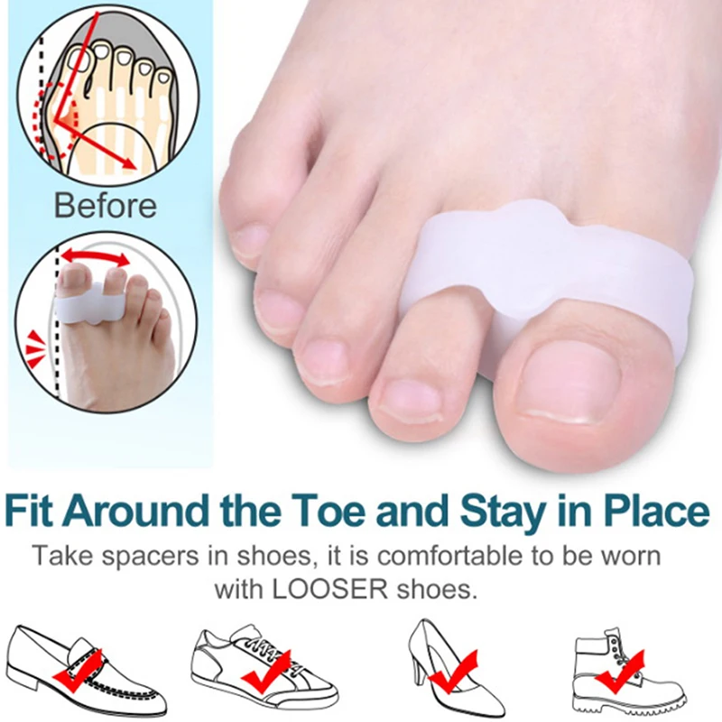 2pcs Silicone Gel Big Toe Two Hole Thumb Valgus Toe Separator Foot Fingers Protector Corrector Pedicure Foot Care Tool