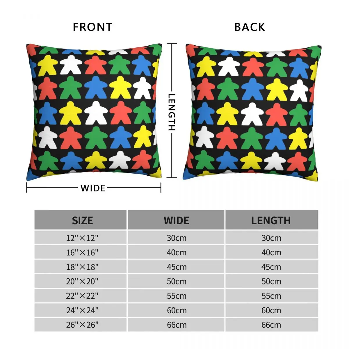 Boardgame Meeples Square Pillowcase Polyester Linen Velvet Creative Zip Decor Throw Pillow Case Home Cushion Case