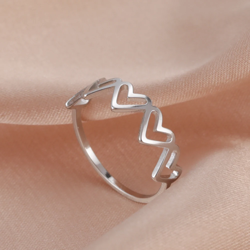 Skyrim Minimalist Heart Rings for Girls Women Stainless Steel Cute Finger Rings Jewelry Birthday Anniversary Gifts Wholesale