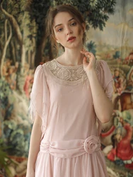 Spring Summer Dress Women Korean Sweet Elegant Slim Pink Dress Vintage Embroidery Cute Irregular Midi Dress dresses for women