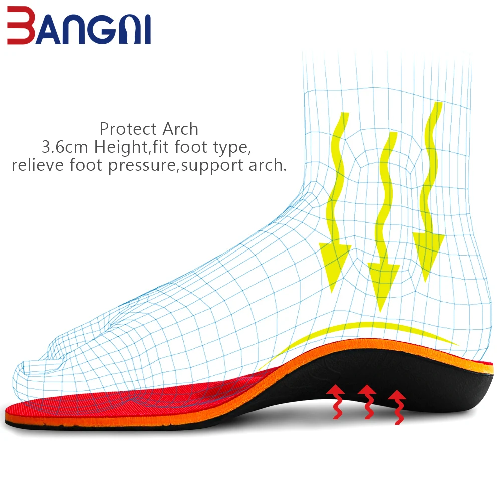 Bangnisole Orthotic Insoles Arch Support Shoes Insert Mild Flat Feet Orthopedic Insoles Men Woman Heel Pain Plantar Fasciitis