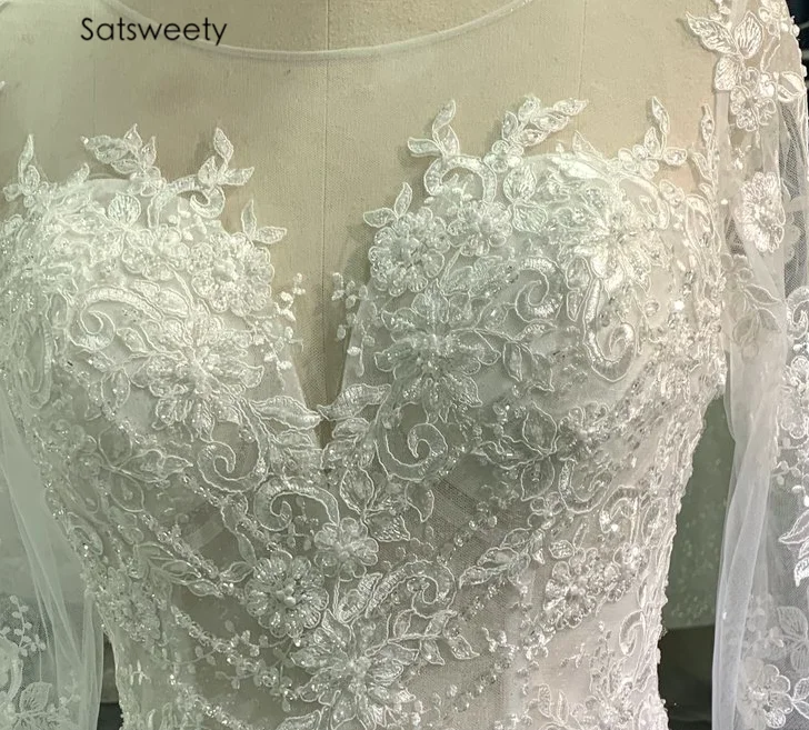 Foto reali abito da sposa a maniche lunghe 2021 abiti da sposa a sirena con perline abito da sposa personalizzato Vestido de Noivas