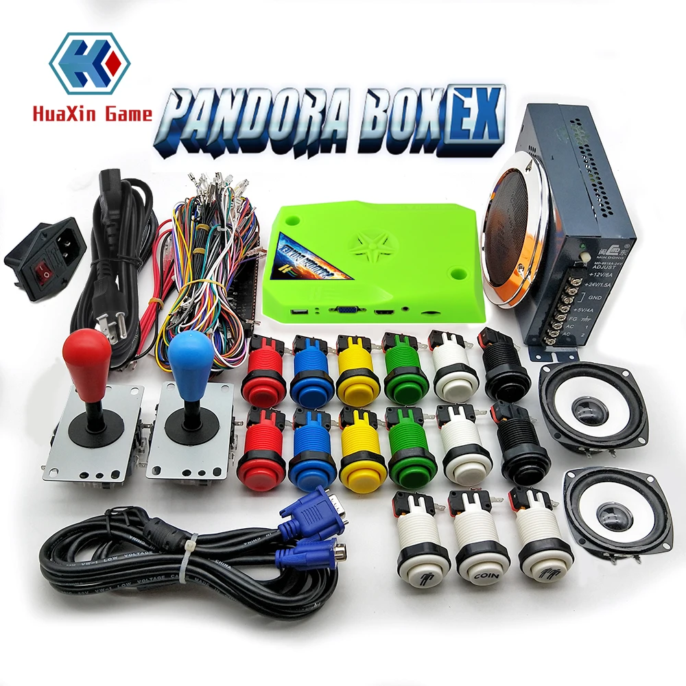 

DIY Arcade Machine Cabinet Complete Bundle Original Pandora Box EX 3300 Game Console with HAPP Push Buttons Copy Sanwa Joysticks