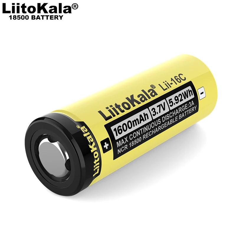 NEW LiitoKala Lii-16C 18500 1600mAh 3.7 V Rechargeable battery Recarregavel lithium ion battery for LED flashlight