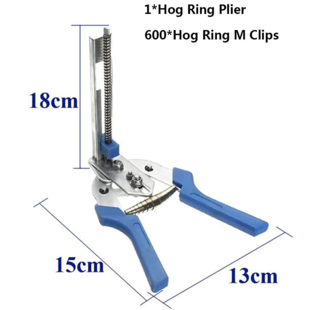 M Type Nail Poultry Cage Fastening Pliers Wire Cage Clamp Ring Pliers Set 600 Nails for Rabbit Bird Chicken Net Cage Wire Fence