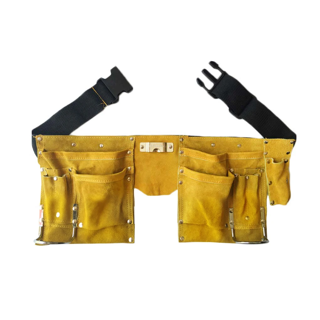 Waist Pouch Belt Leather Tool Belt Quick Release Buckle Carpenter Construction Work Apron Tool Bag Storage Pouch Belt Hand Tool