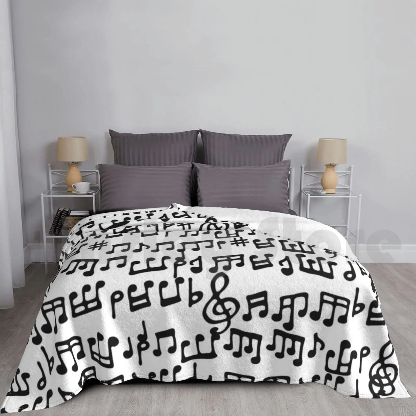 Noteworthy Blanket For Sofa Bed Travel Music Musical Notes Note Musician Musicians Rhythm Band Chorus