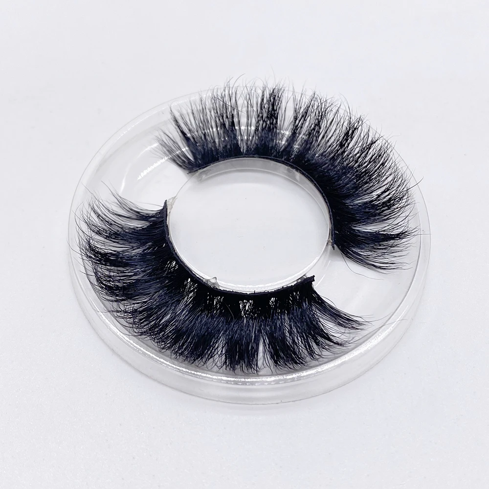 5D Mink Eyelashes Reuse Crystal Round Box Factory Stock Natural Fluffy Curl Embellish Eye 20mm Lashes