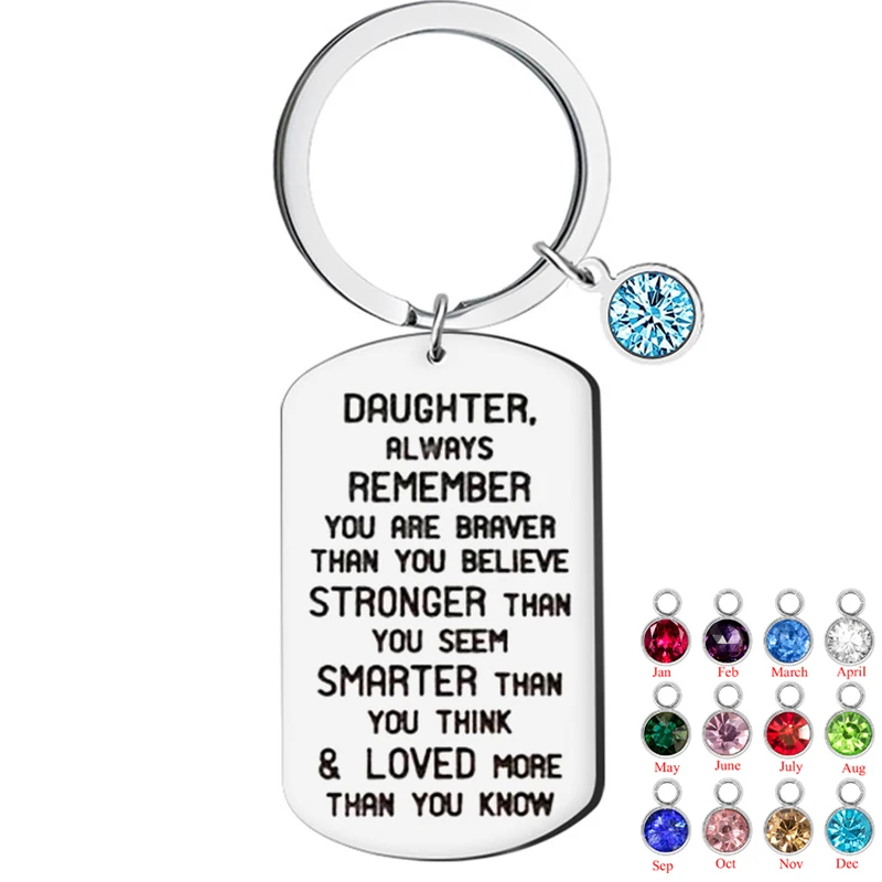 Daughter Always Remember You are Braver Strong Smarter Than You Think Key Chain Ring Stainless Steel Daughter Key Chain