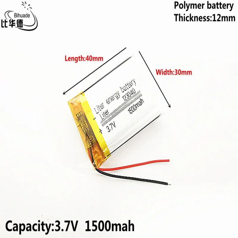 Good Qulity 3.7V,1500mAH,123040 Polymer lithium ion / Li-ion battery for TOY,POWER BANK,GPS,mp3,mp4,cell phone,speaker