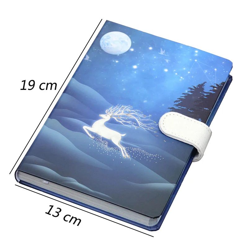 224 Page Cute Deer Notebook Magnetic Buckle Color Page Student Manual Ledger Notepad Diary Book