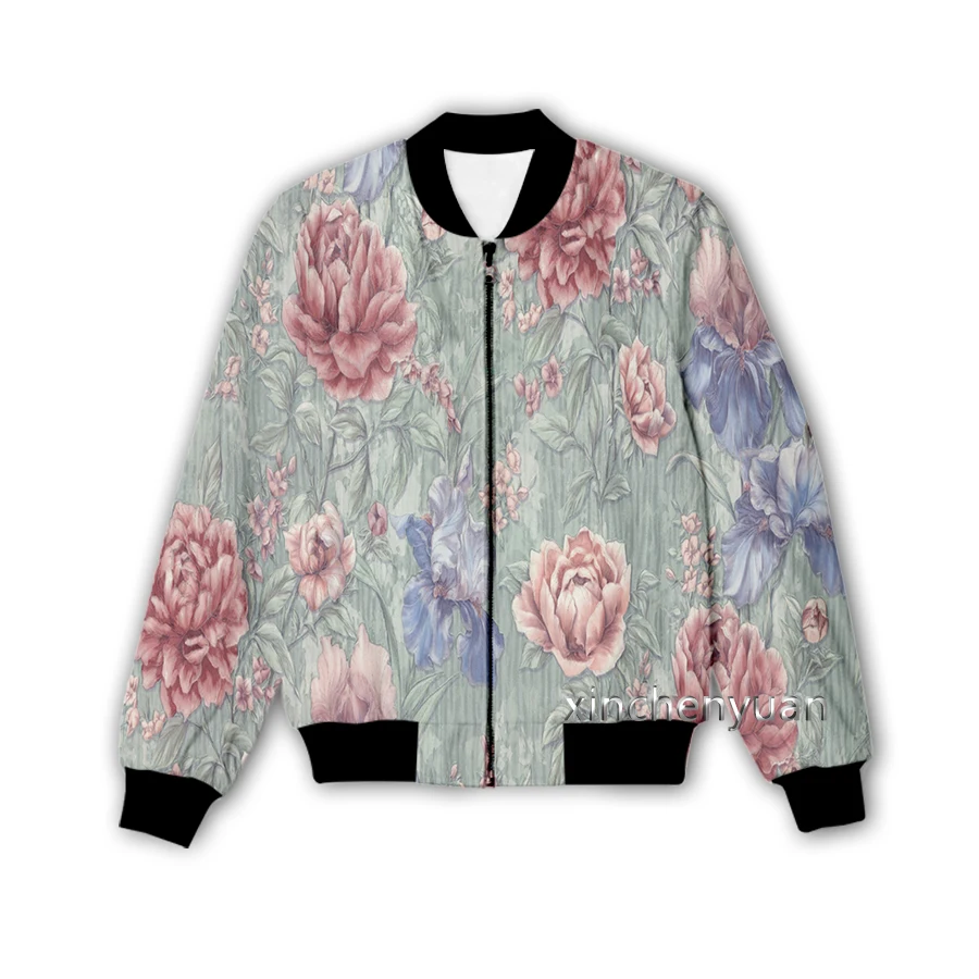 xinchenyuan New Fashion Men/Women's Pretty Flower 3D Printed Jacket Fashion Streetwear Men Loose Sporting Jacket & Coat M104