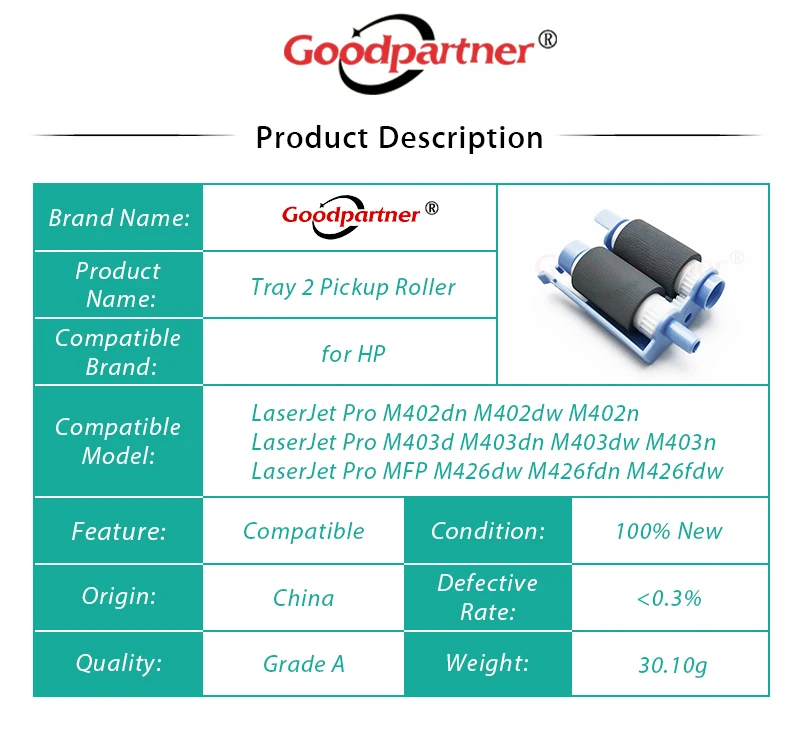 RM2-5452-000CN RM2-5452-000 escal2 Papier 514 up Rouleau pour HP LaserJet MThigh M403 Safe26 Safe27 M304 M305 MsediMconférence M329 Safe28 M429