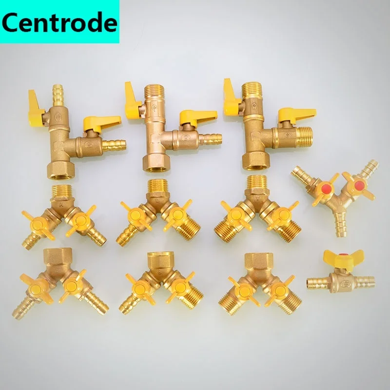 Mosiężny gazowy zawór trójdrogowy Pręt miedziany Rdzeń miedziany 1/2 cala Mosiężny zawór gazowy Przełącznik gazu ziemnego Zawór kulowy