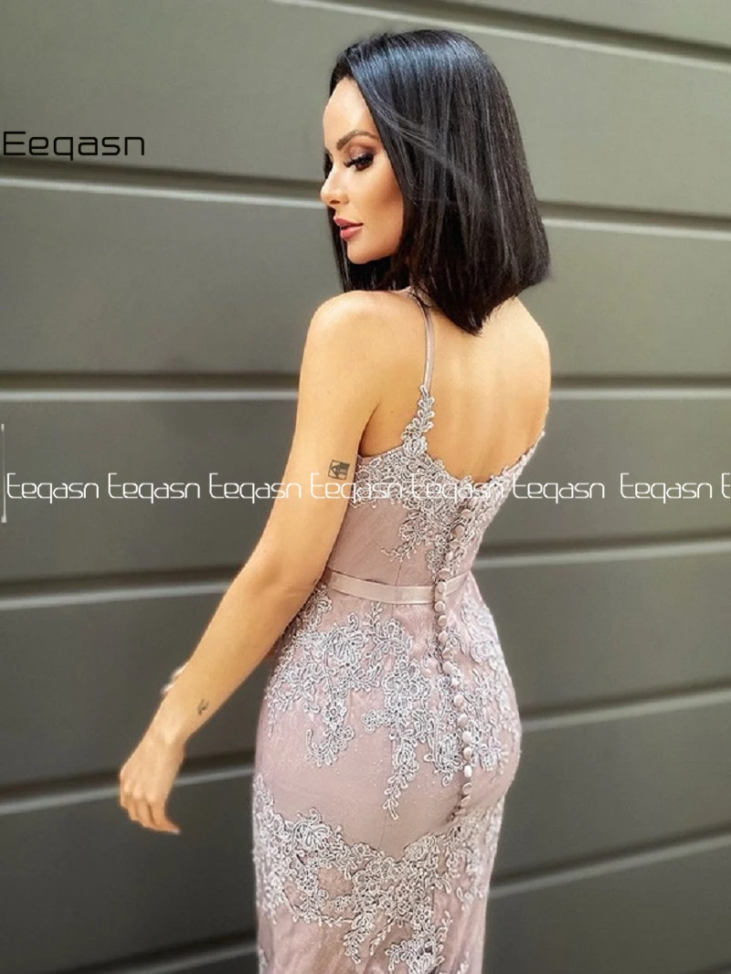 Eeqasn – Robe De soirée De forme sirène, tenue De bal longue, sans manches, avec des Appliques en dentelle