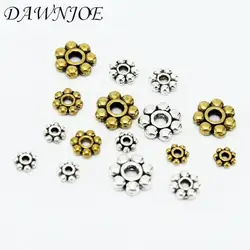 100 pcs/lot  4/6/8 mm Vintage Flower Spacer DIY Making Charming Bracelets Bead Spacer Separated Beads Jewelry Finding