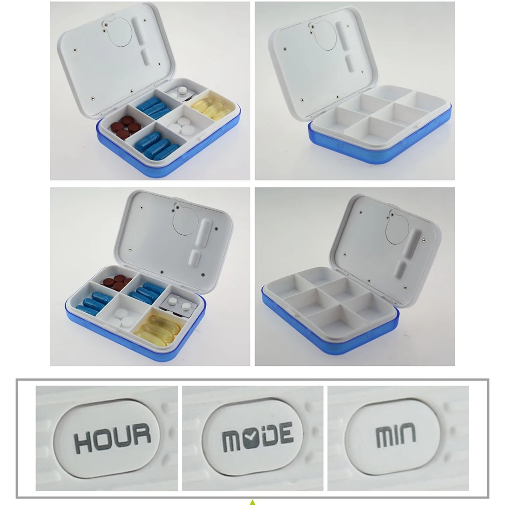 Electronic Pill Reminder with 5 Alarms Medication Organizer Vitamins Outdoor Smart Timer Tablet Storage Medicine Box Reminder