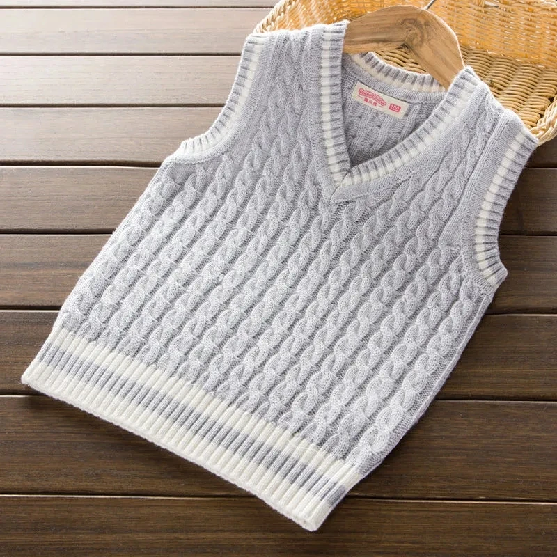 Spring Boys Sweater vest Girls Knitted Vest Baby Cotton Pullover Sweater Vest Children Vest Toddler Clothes 6M-6T