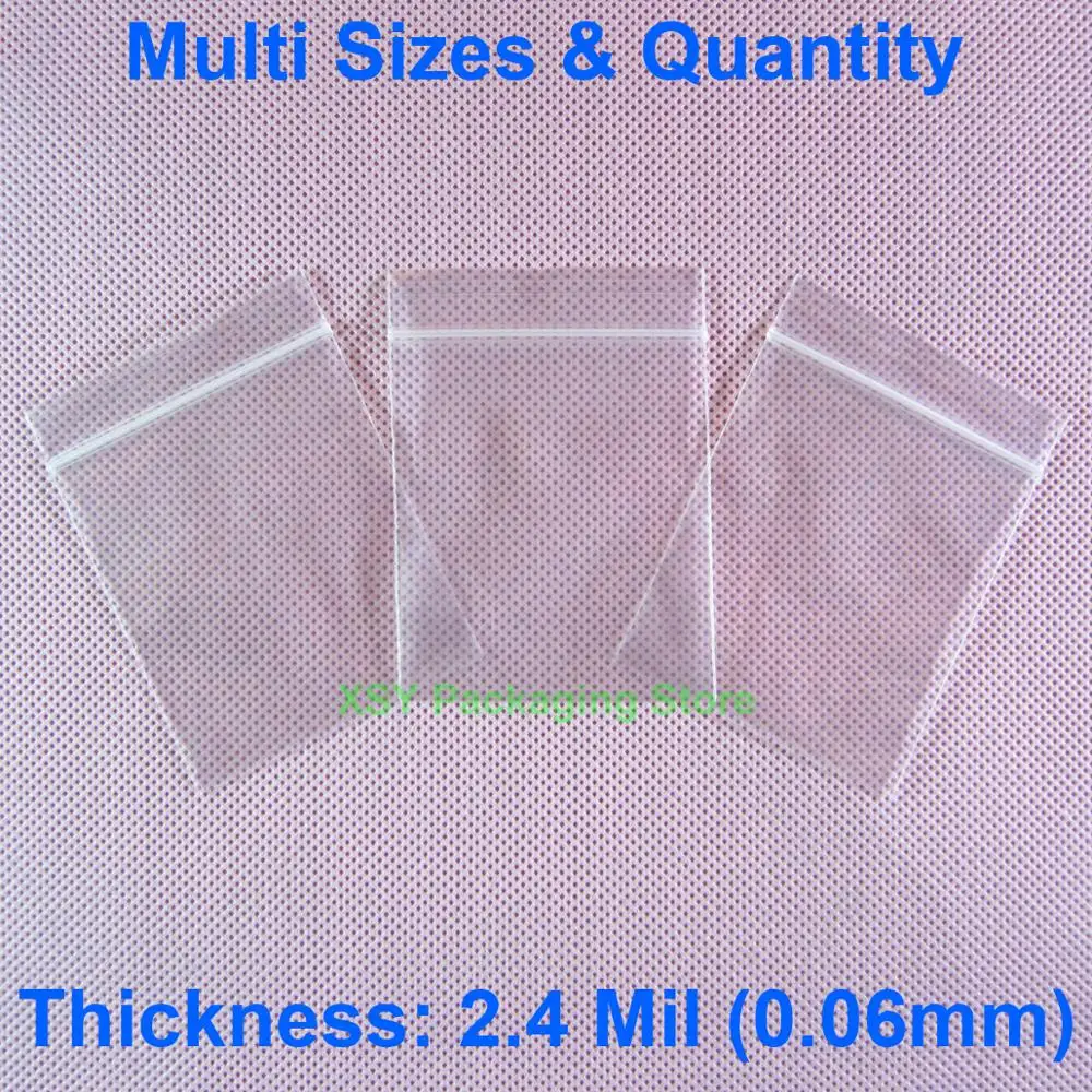 2.4 Mil Clear Zipper Poly Plastic Bags EXTERIOR SIZE (Width 1.5