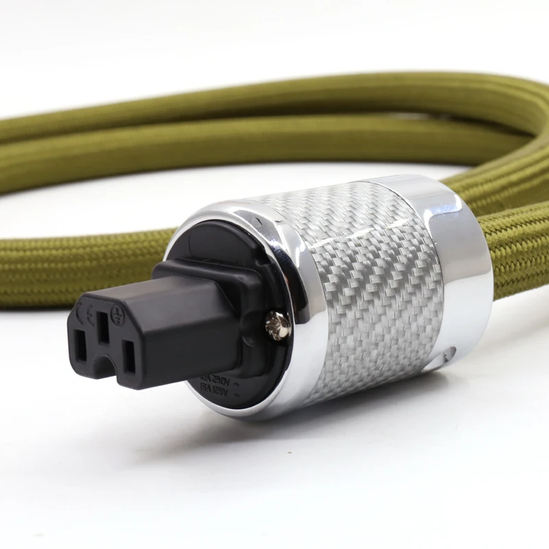 HI-End 8N OCC Kupfer versilbertes Stromkabel mit weißem Kohlefaser-Anschlussstecker in EU-Version – Detail 3