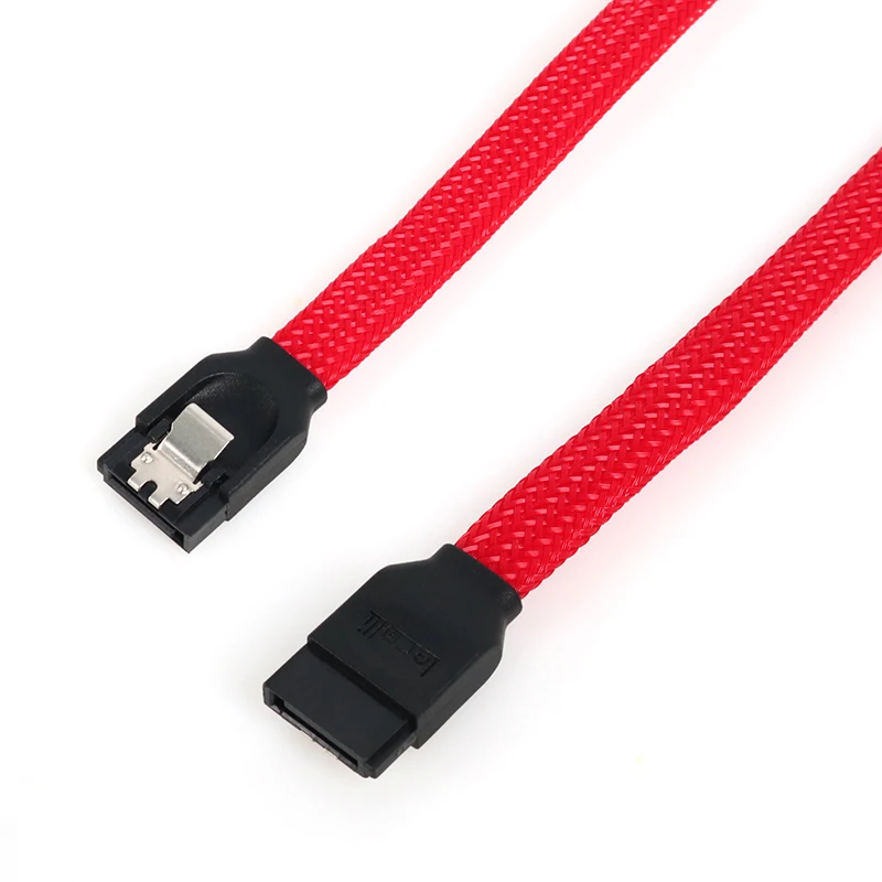 Lecolli 6Pcs 50cm Sata3 7pin Data Cables 6gb/s Ssd Cable Hdd Hard Disk Drive Cord Line With White Red Color Nylon Sleeved