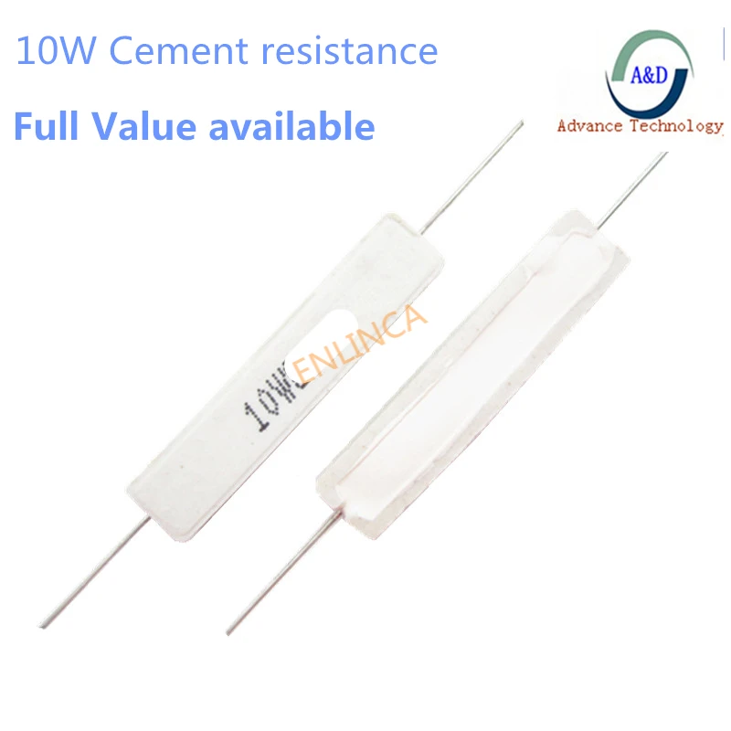 

10pcs 10W Cement resistance 18 30 51 56 62 68 75 82 91 100 ohm 18R 30R 51R 56R 62R 68R 75R 82R 91R 100R 5% 10w Cement resistance