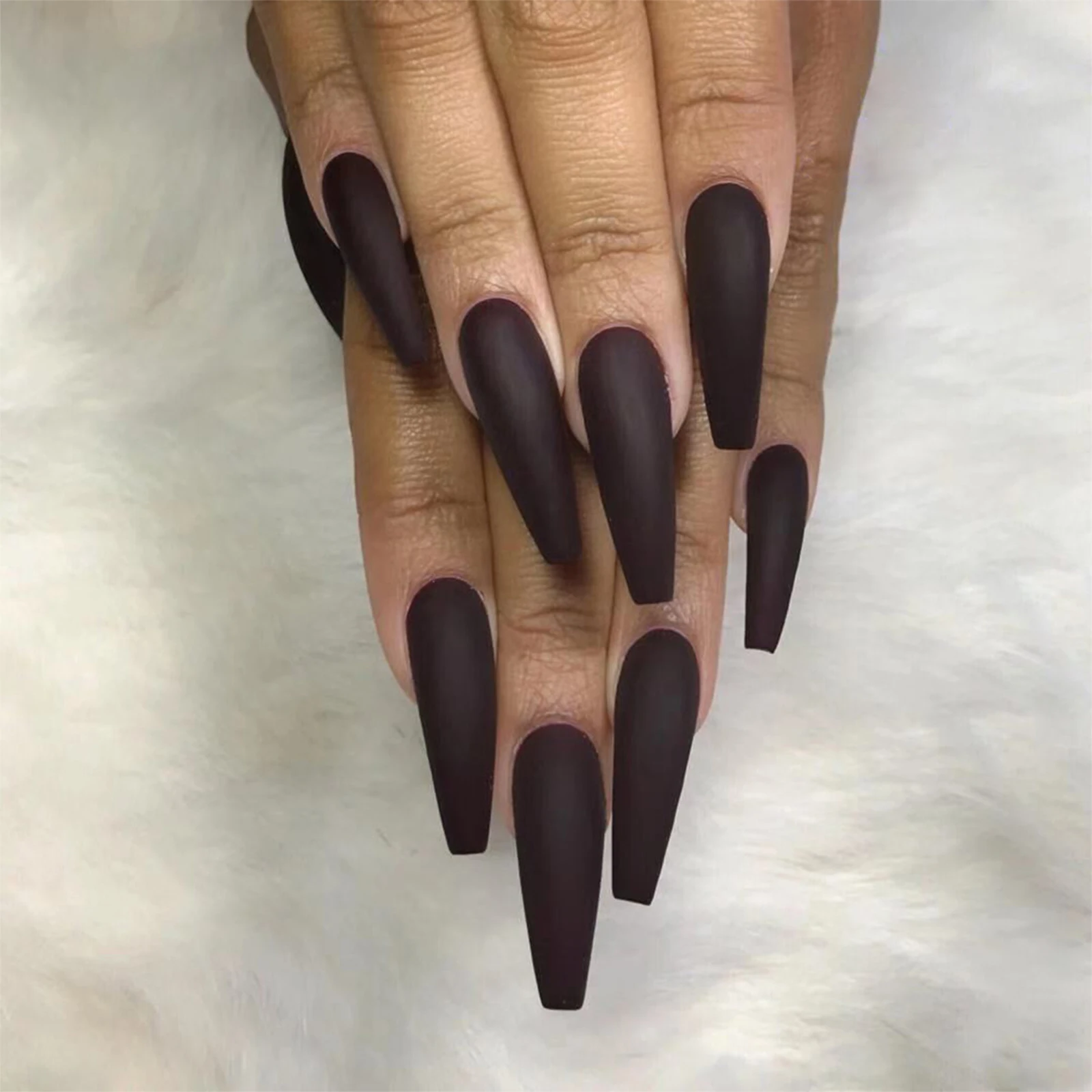 

24pcs/Box Artificial Coffin Full Cover Ballerina False Nails Wearable Fake Nails Nail Tips