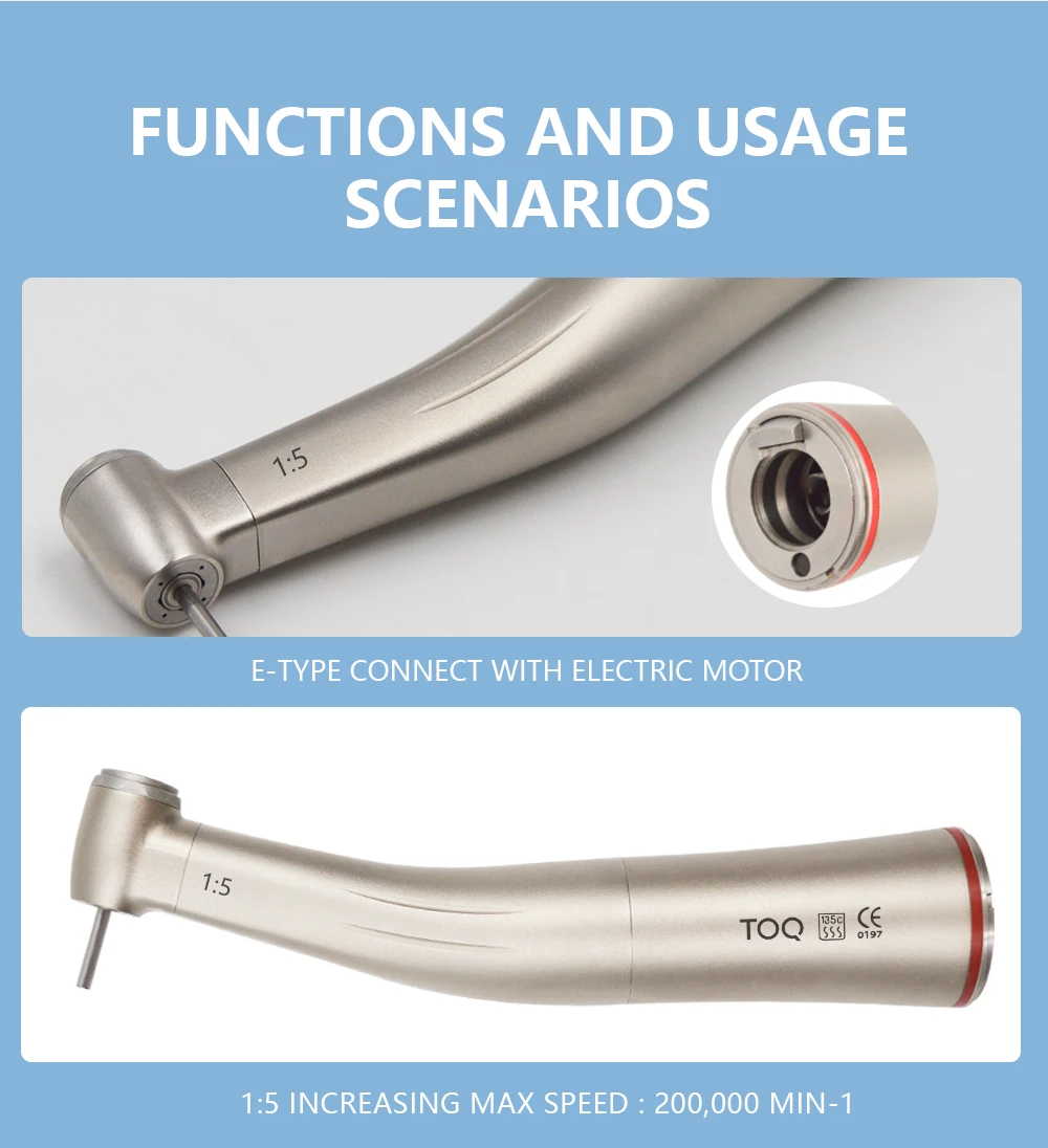 Ti Max Z95l Contra Angle Dental 1:5 Increasing Speed Handpiece Against Contra Angle Led Optic Fiber Quattro Spray Red Rings