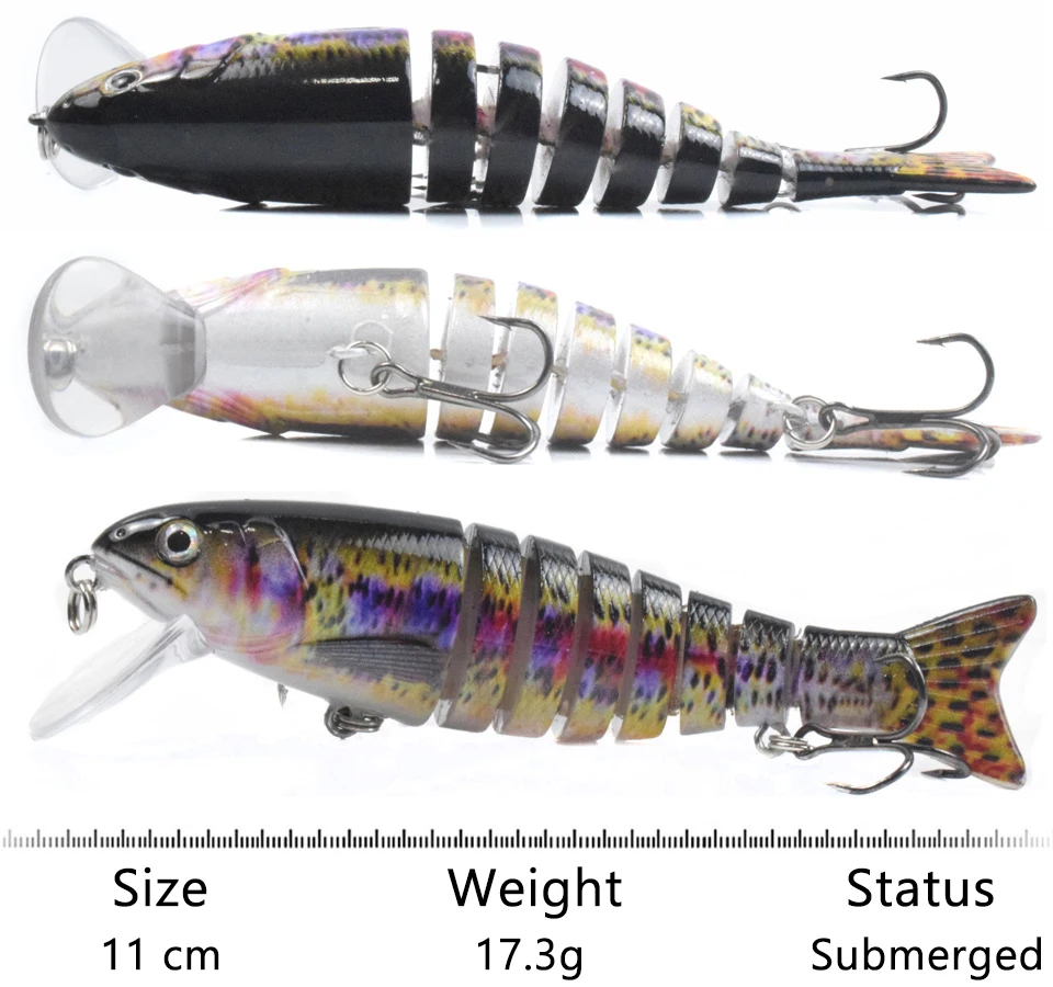 KoKossi 1Pcs 17.3G/110MM Jointed Fishing Lure Strong Sturdy Resistant To Falling And Knocking Artificial Bait Well Balanced